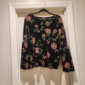 Fab'rik velvet floral top with Bell flared Fairy Grunge Sleeve